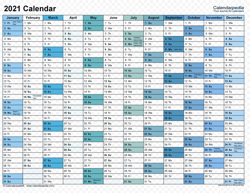 Calendar 2021 Transparent Background Free download