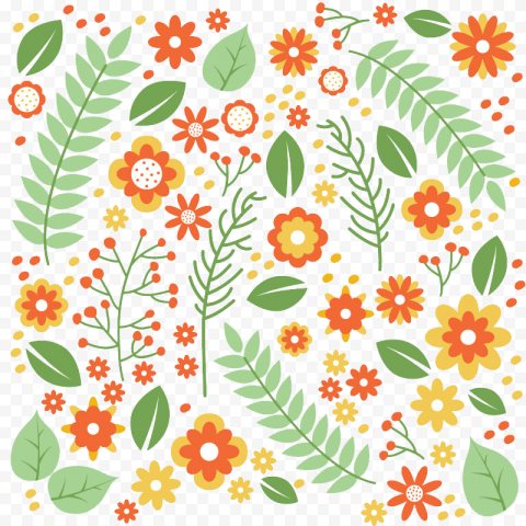 orange flowers, Flower Leaf Pattern, material cartoon flowers seamless background, flower Arranging, leaf, branch