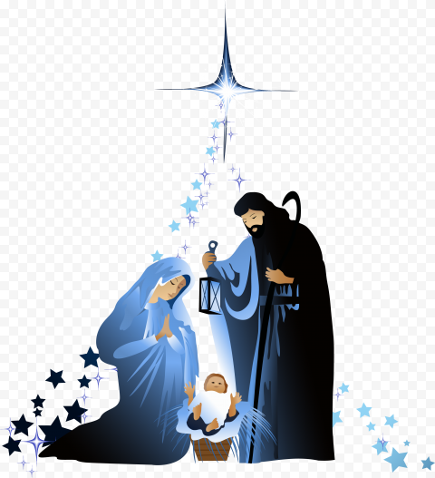 The Nativity scene illustration, Holy Family Nativity of Jesus Nativity scene Christmas, Christian material, blue, png Material, christianity png