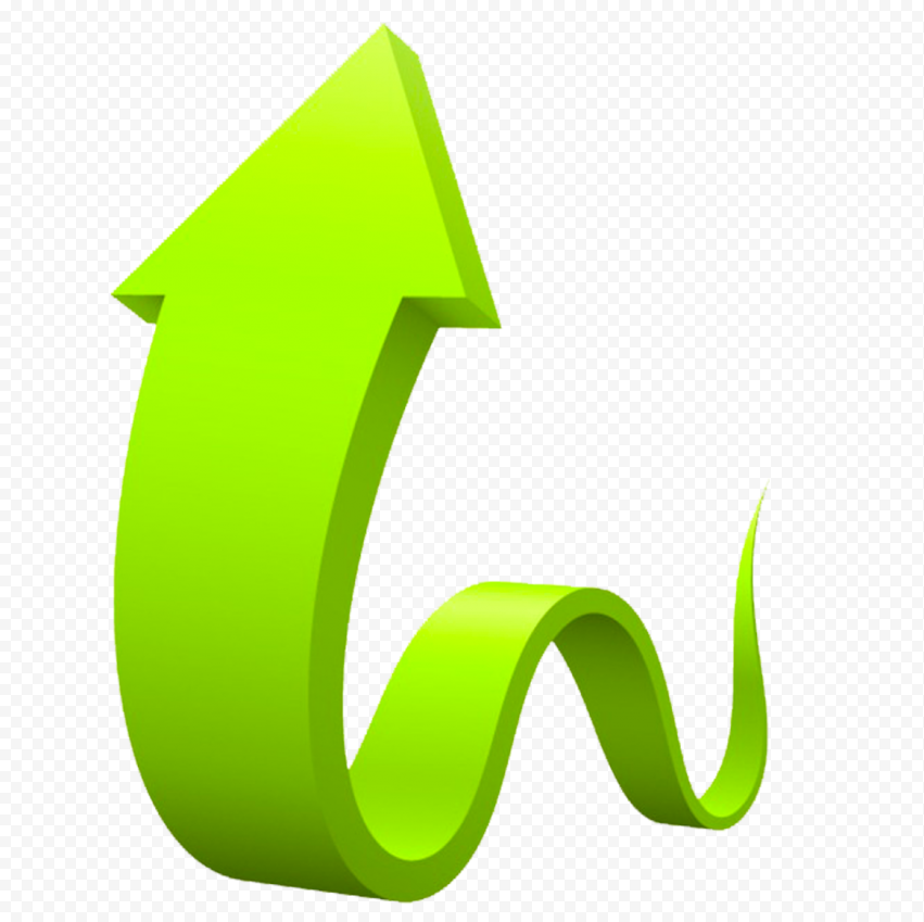 3D Graphic Green Curved Arrow Up   1166x1164