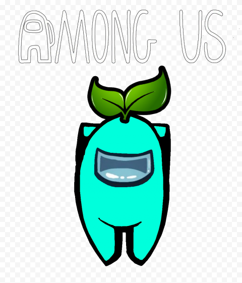 among us blue with green leaf png image 