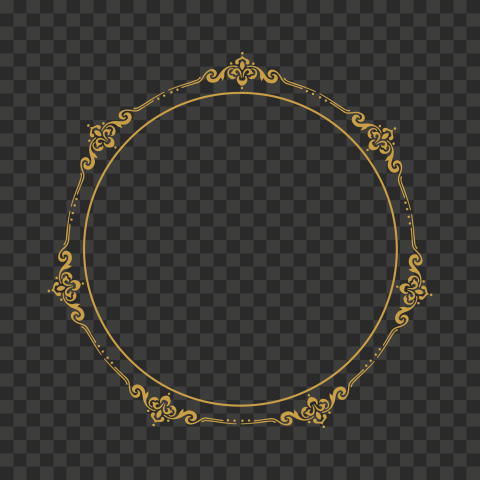 Golden Circle Frame With Floral Vintage Ornament Design Free Vector and PNG