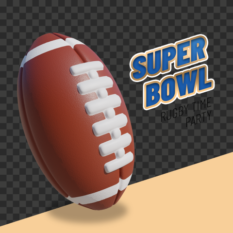 Super Bowl With Standing Rugby Ball Free PNG
