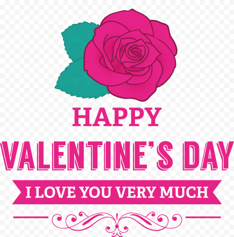 Pink Happy Valentines day flowers png file