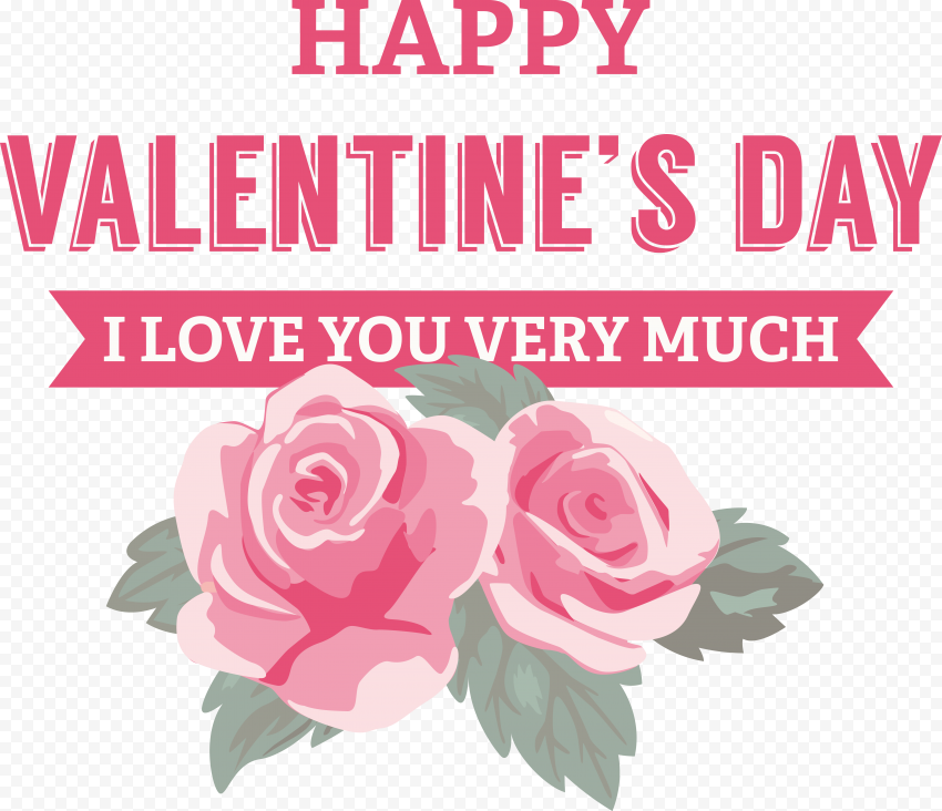 Happy valentines day pink flowers