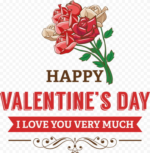 Happy valentines day red flowers