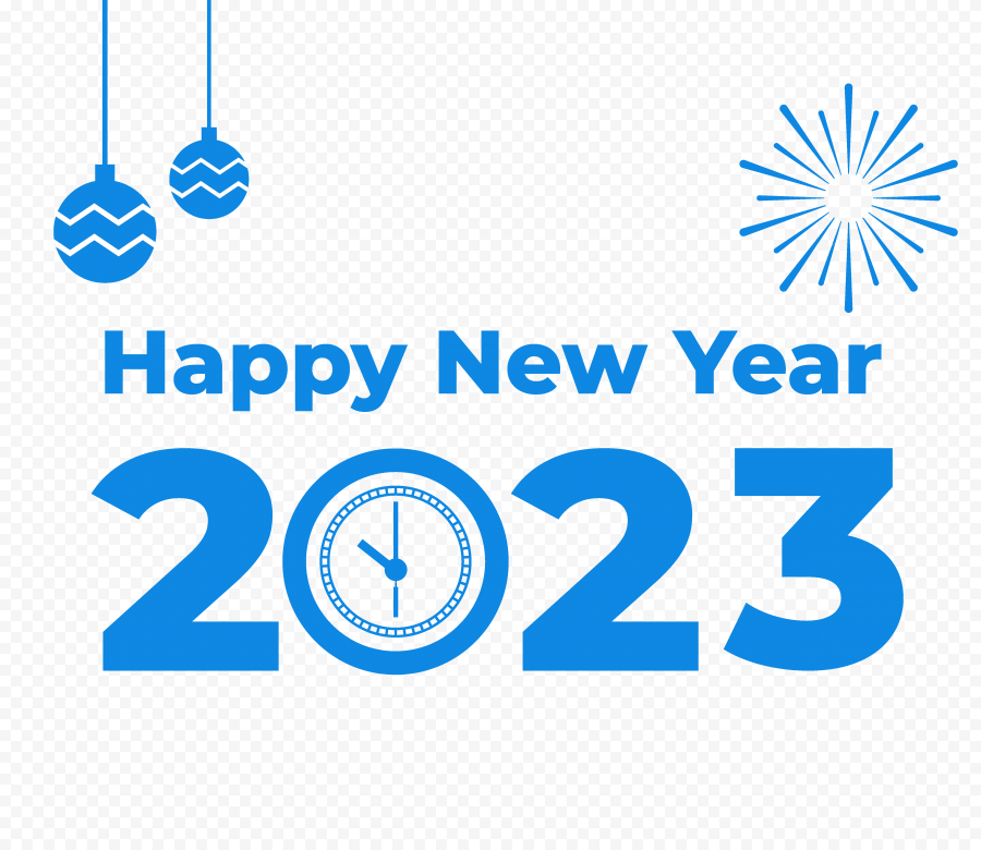 HD 2023 Happy New Year Blue Text Logo PNG