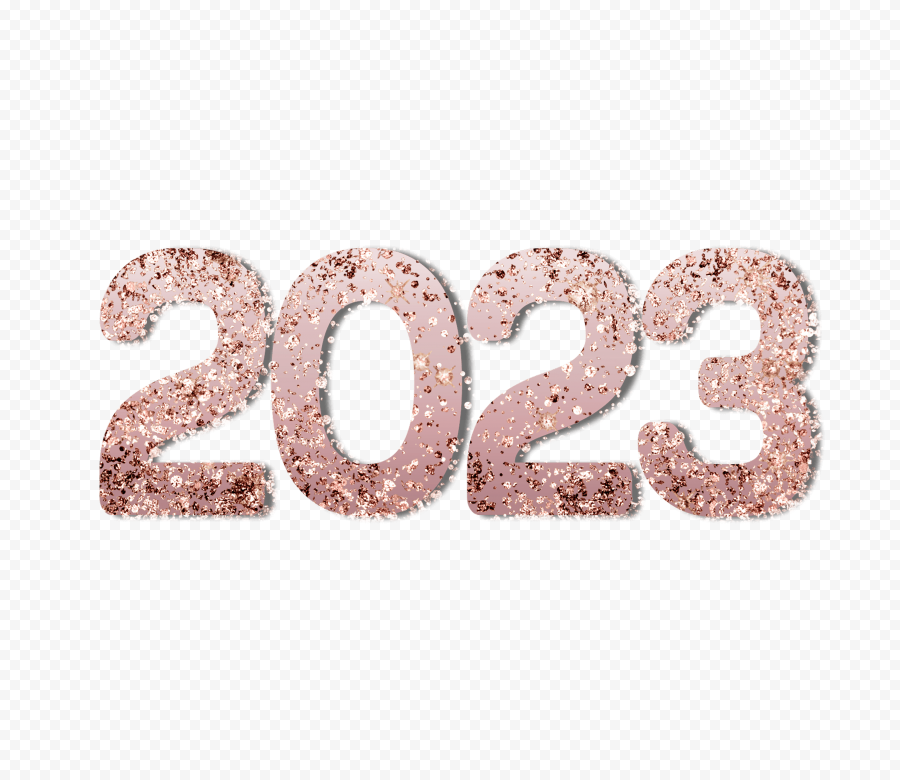 2023 New Year Glitter Rose Gold Font PNG