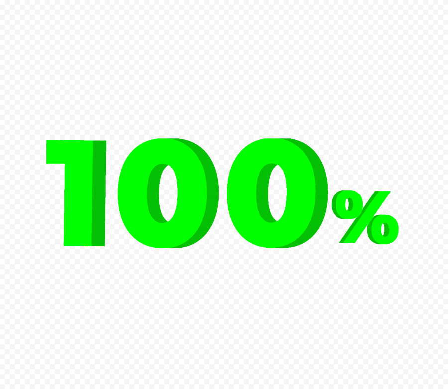 100% Green 3D HD One Hundred Percent Text PNG
