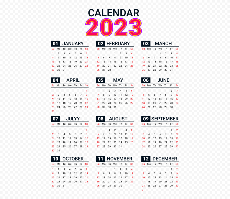 Simple 2023 Calendar FREE PNG