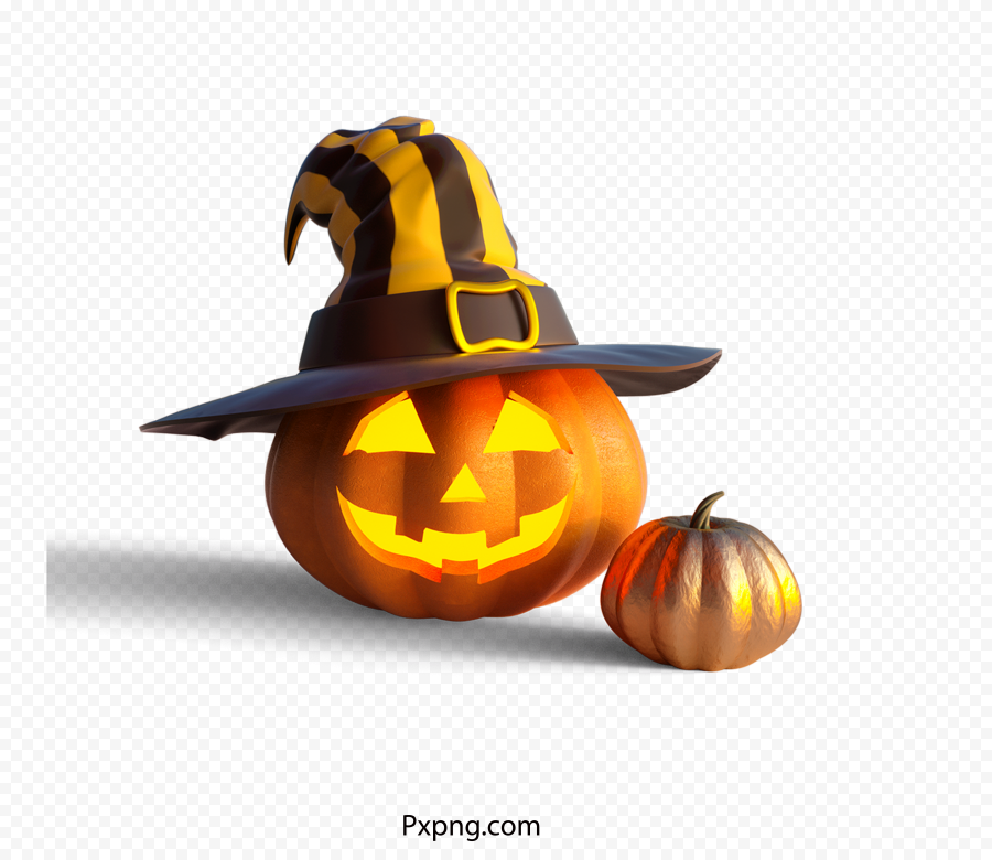 Halloween Pumpkin 3d Character With Hat PNG