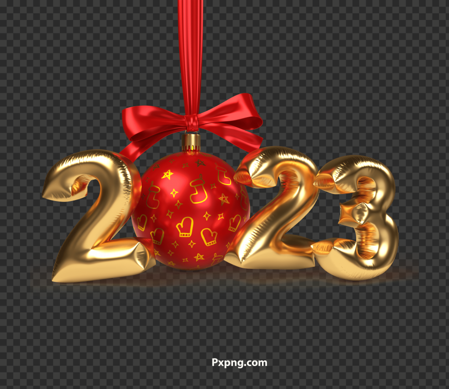 3D 2023 Gold Letters With A Christmas Toy No background