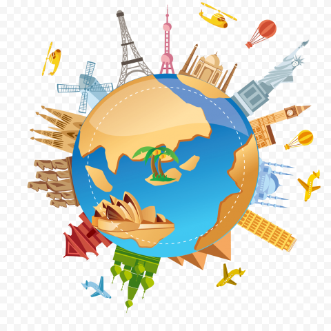 Earth Cartoon Building, Creative Earth, globe, creative Artwork, houses png