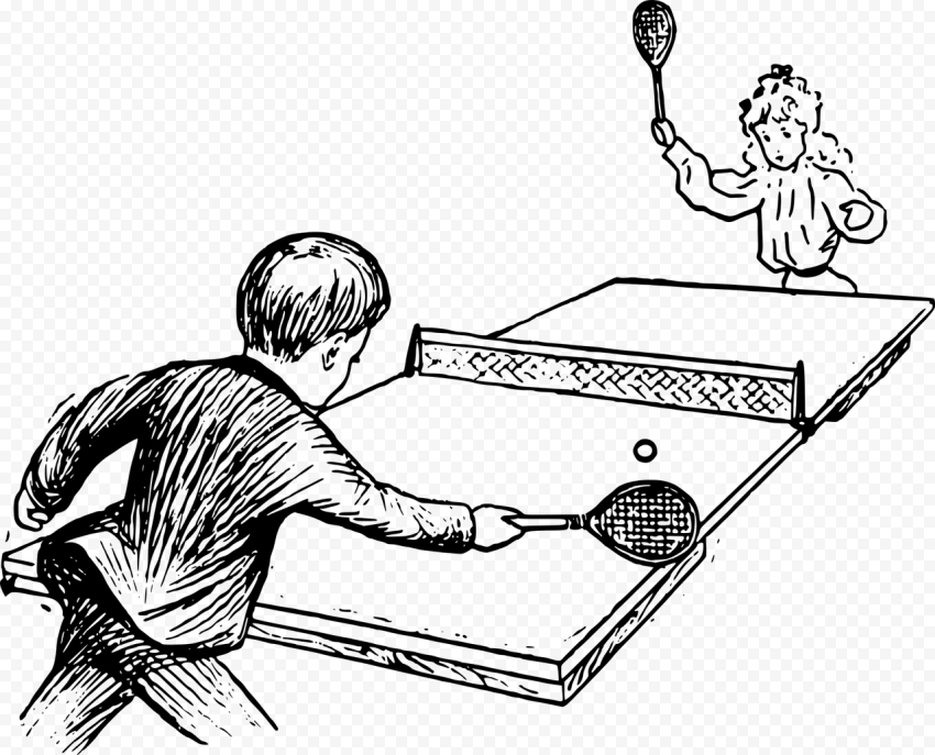 Boy Children Drawing Girl Kids Png Image   Table Tennis Game Drawing, Transparent Png