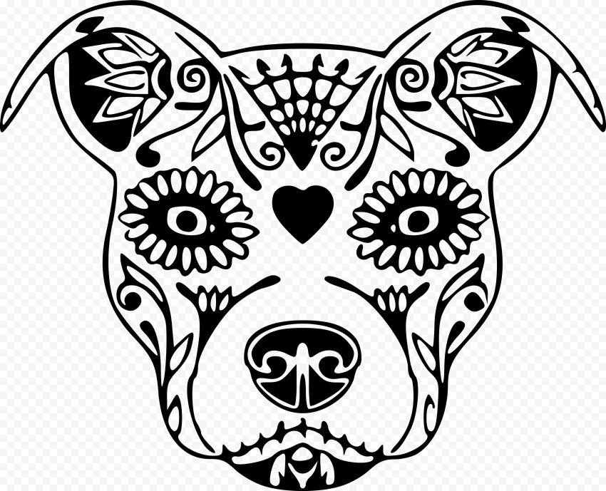 Drawn Pitbull Sugar Skull   Sugar Skull Pitbull Decal, HD Png Download