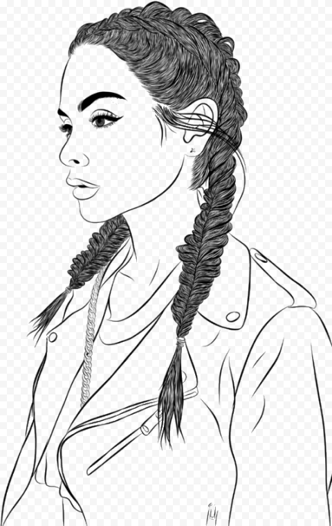 Anime Girl Drawing   Line Art, HD Png