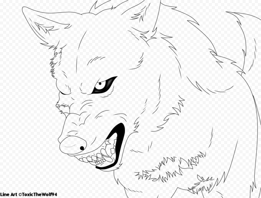 Anime Wolf Png   Angry Wolf Lineart Transparent, Png Download