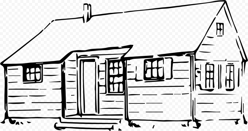 Big Image   Log Cabin Line Drawing, HD Png Download