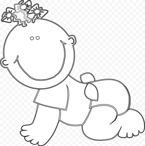 Baby Girl Crawling Outline Svg Clip Arts 594 X 599, HD Png Download