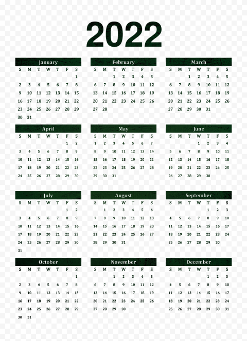 Vector Calendar 2022 Transparent