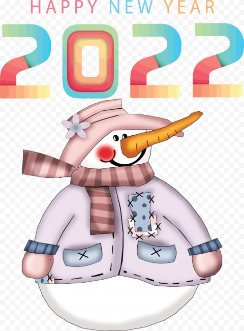 2022 Happy New Year 2022 New Year 2022, Drawing, Decoupage, Birthday , Snowman, png