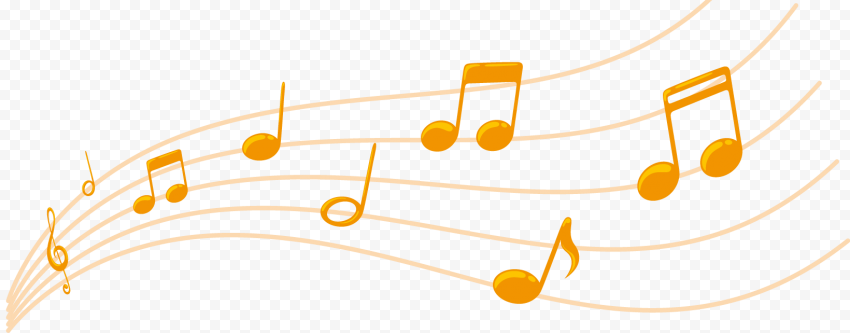Gold, Colorful Musical Notes PNG Transprent Background