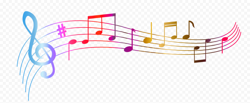 Music Notes Colourful PNG Transprent Background