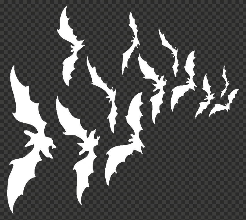 HD Halloween White Bats Silhouette Flying Transparent PNG