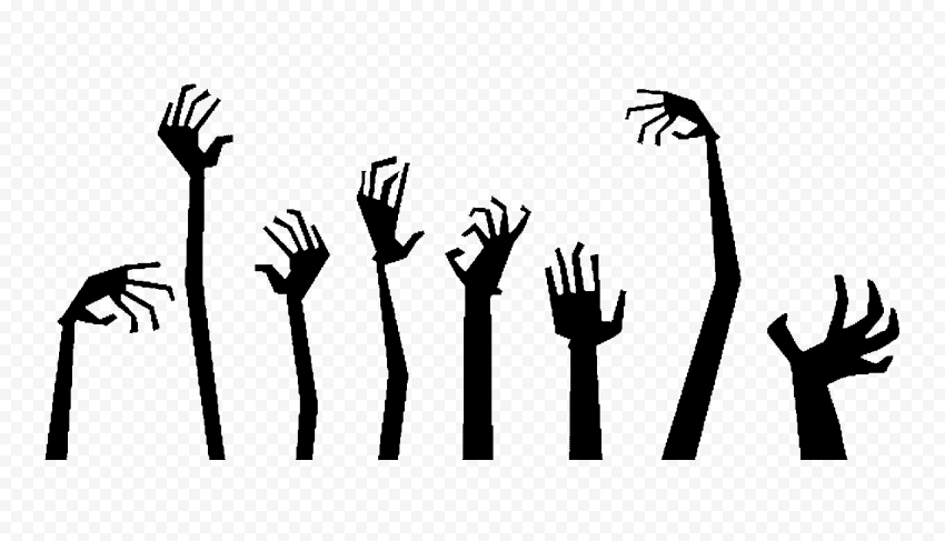 HD Halloween Black Hands Zombie Monster Silhouettes Transparent PNG