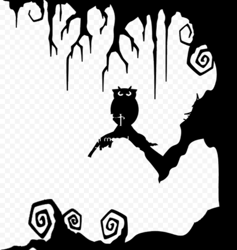 Halloween Owl On Scary Tree Black Silhouette PNG IMG