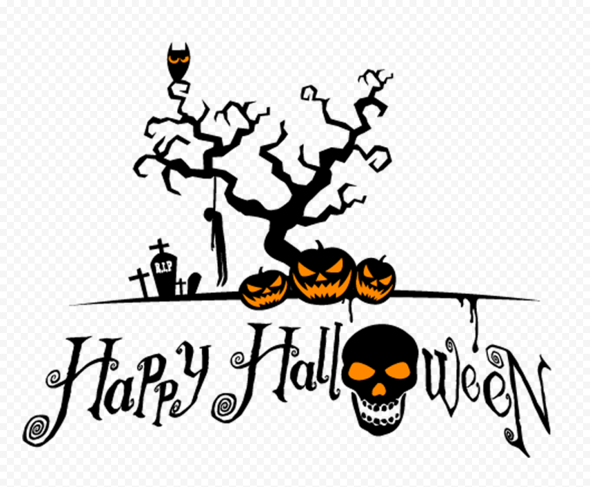 Happy Halloween Scary Logo Design HD PNG