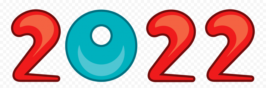 Blue & Red 2022 Cartoon Text Number FREE PNG