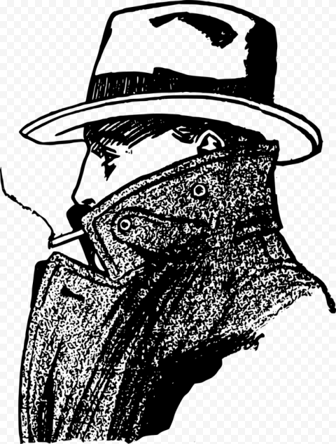 SCP Foundation Character Detective Private investigator, copywriter shading, hat, monochrome, detective png