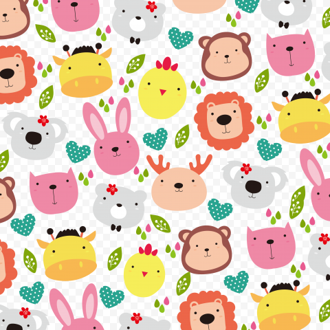 Cute animals, cartoon, seamless background