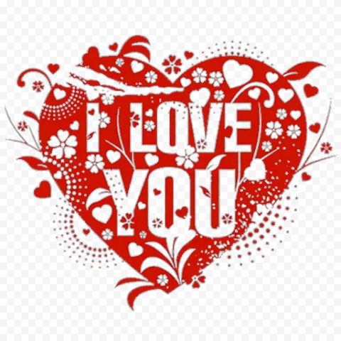 Heart I Love You Word PNG Photo