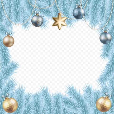 Blue Christmas Frame PNG Transparent Image