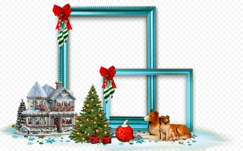 Blue Christmas Frame PNG Image