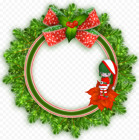 Round Christmas Frame PNG HD