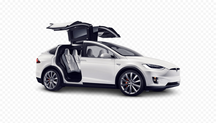 White Tesla Car PNG Isolated Photos