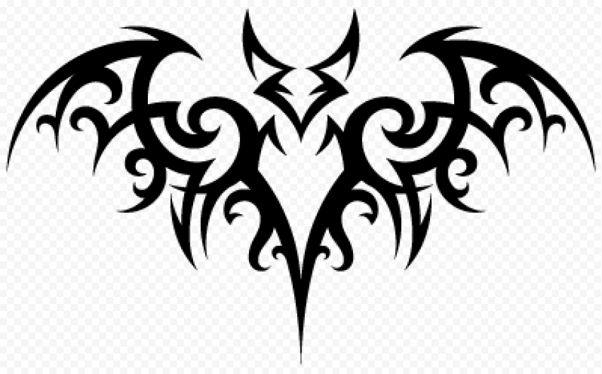 Tribal Bat Tattoo Design PNG