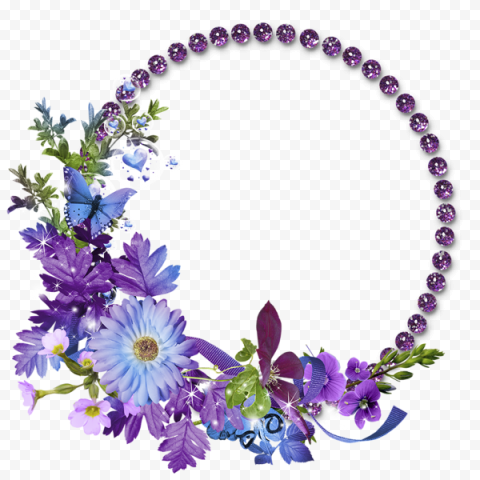Blooming Floral Circle Border PNG Image