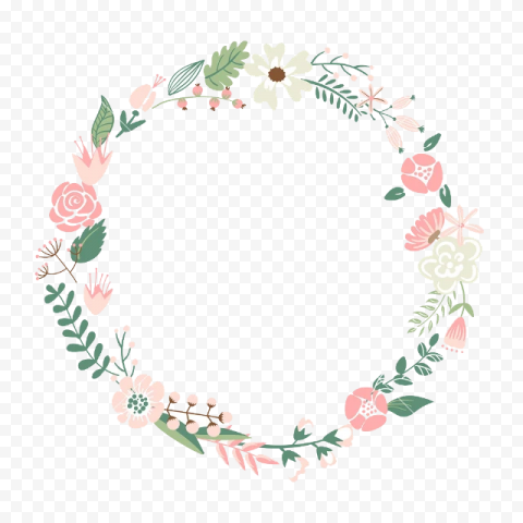 Botanical Floral Circle Border Frame PNG Photos