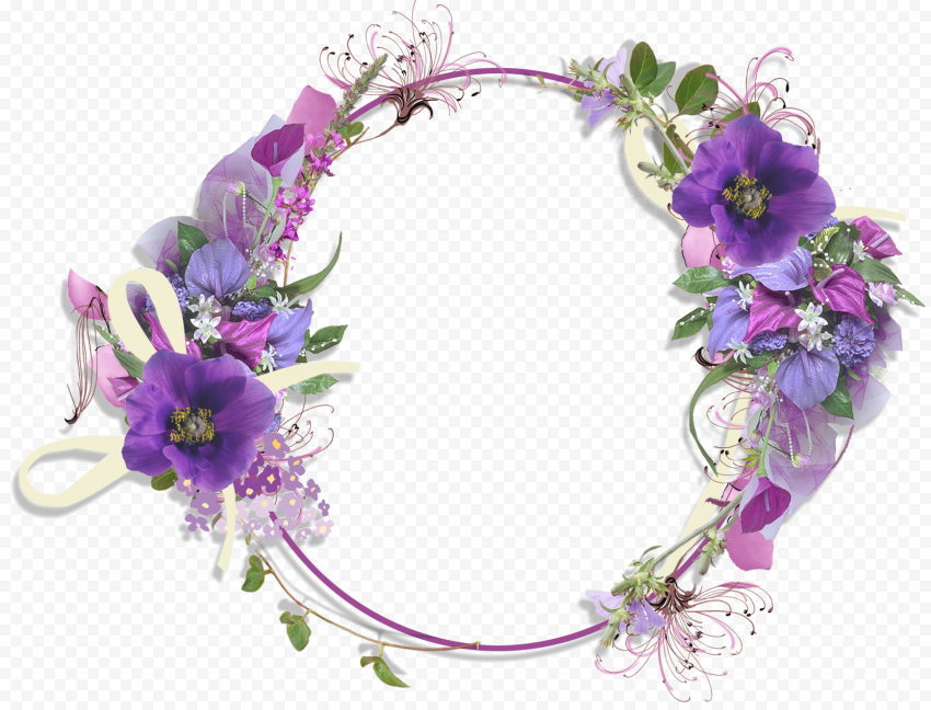 Botanical Floral Circle Border Frame PNG File