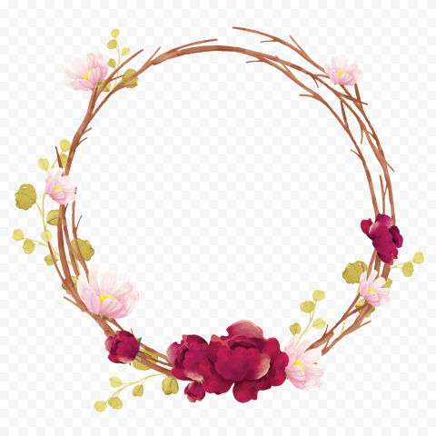 Circle Flowers Border PNG