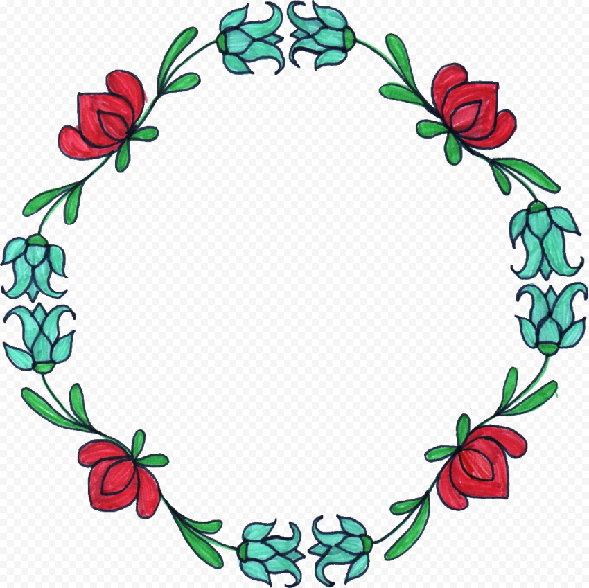 Drawing Floral Circle Border Frame PNG Clipart
