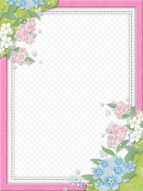 Flower Border Frame Pink Transparent PNG