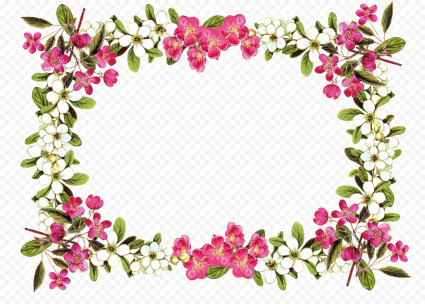 Flowers Border Wedding Frame PNG