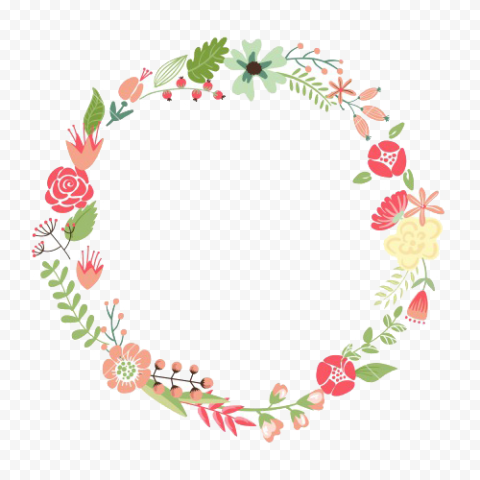 Pink Floral Circle Border Frame PNG Image