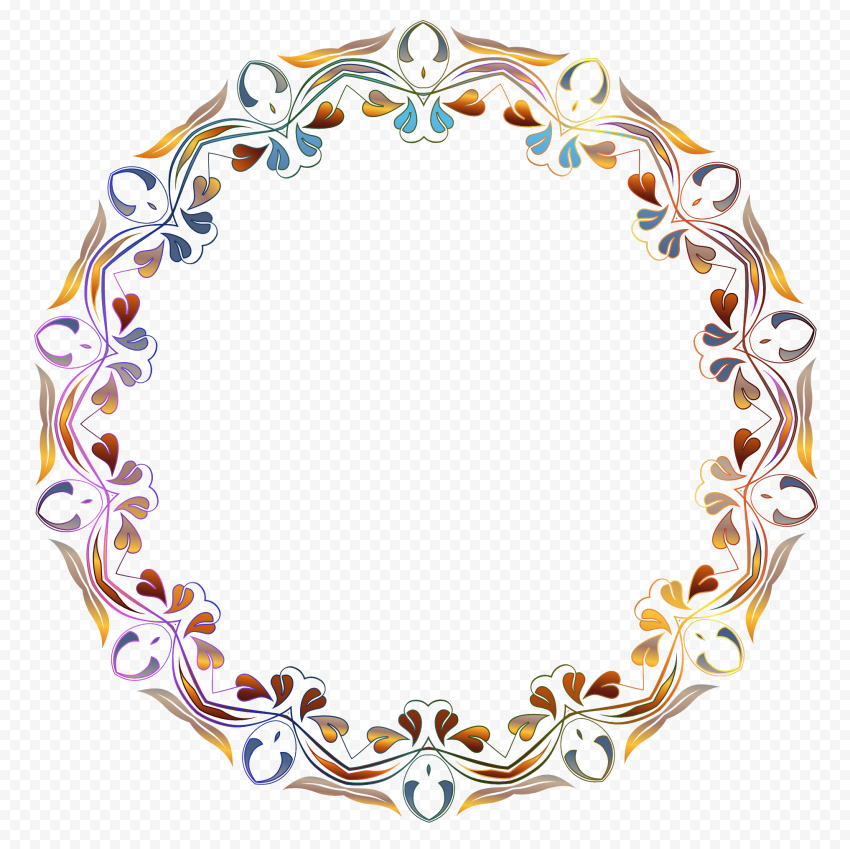 Round Flower Border Frame Transparent PNG