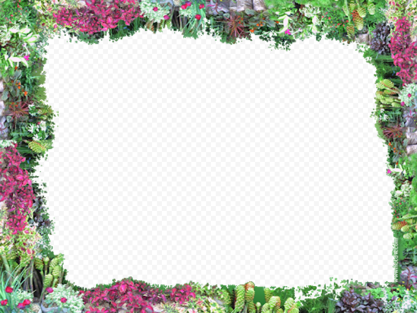 Square Flower Border Frame PNG Transparent Image